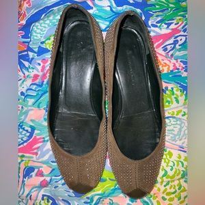 Balenciaga Paris Studded Suede Toe Cap Ballet Flats